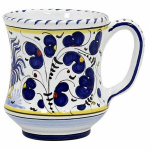 Mug Deruta Majolica Orvieto Rooster Concave Blue Ceramic Dishwasher