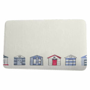 Nantucket Beach Huts Geometric Print Bath Mat, Ivory, 21"x34"