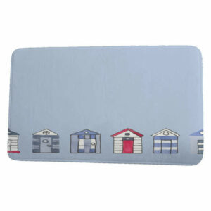 Nantucket Beach Huts Geometric Print Bath Mat, Light Blue, 21"x34"