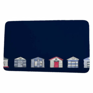 Nantucket Beach Huts Geometric Print Bath Mat, Navy, 17"x24"