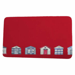 Nantucket Beach Huts Geometric Print Bath Mat, Red, 21"x34"