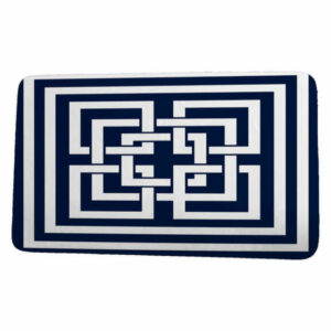 Nantucket Greek New Key Geometric Print Bath Mat, Navy, 21"x34"