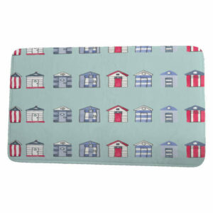 Nantucket Multi Beach Hut Stripe Print Bath Mat, Aqua, 21"x34"