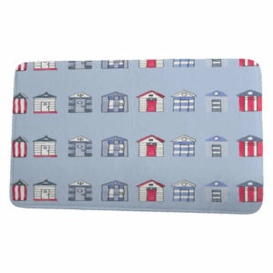 Nantucket Multi Beach Hut Stripe Print Bath Mat, Blue, 17"x24"