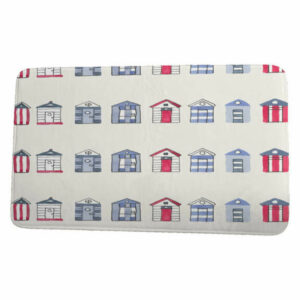 Nantucket Multi Beach Hut Stripe Print Bath Mat, Ivory, 21"x34"