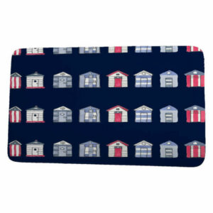 Nantucket Multi Beach Hut Stripe Print Bath Mat, Navy, 17"x24"