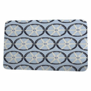 Nantucket Nautical Geo Lines Geometric Print Bath Mat, Blue, 17"x24"