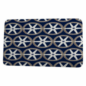 Nantucket Nautical Geo Lines Geometric Print Bath Mat, Navy, 17"x24"