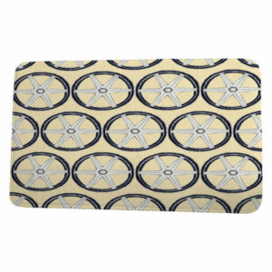 Nantucket Nautical Geo Lines Geometric Print Bath Mat, Yellow, 21"x34"