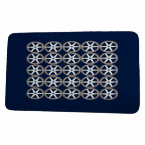 Nantucket Nautical Geo Square Geometric Print Bath Mat, Navy, 17"x24"