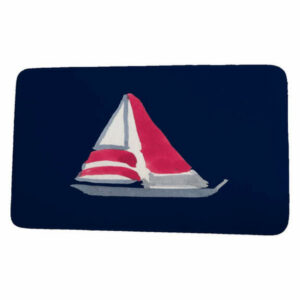 Nantucket Sail Away Geometric Print Bath Mat, Navy, 21"x34"