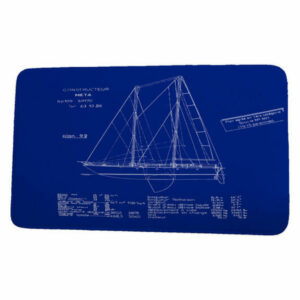 Nantucket Sail Plan Geometric Print Bath Mat, Blue Print Blue, 21"x34"