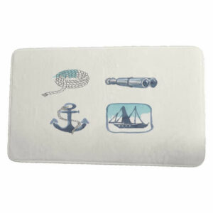 Nantucket Sea Tools Geometric Print Bath Mat, Ivory, 17"x24"