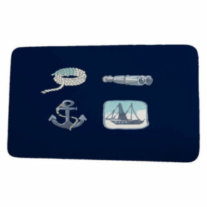 Nantucket Sea Tools Geometric Print Bath Mat, Navy, 21"x34"