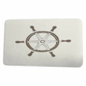 Nantucket Ship Wheel Geometric Print Bath Mat, Ivory, 17"x24"