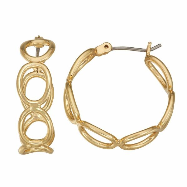 Napier Gold Tone Open Circles Hoop Earrings, Women's