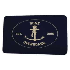 Nautical Nights Gone Overboard Word Print Bath Mat, Navy Blue, 21"x34"