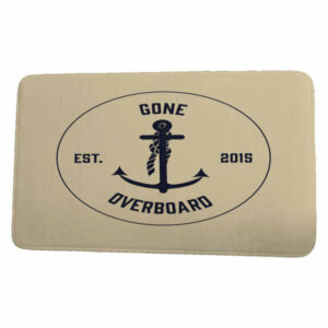 Nautical Nights Gone Overboard Word Print Bath Mat, Taupe/Beige, 21"x3