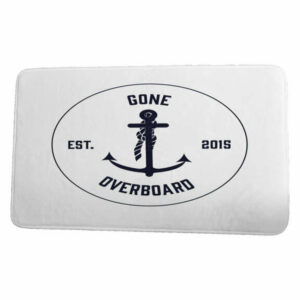 Nautical Nights Gone Overboard Word Print Bath Mat, White, 17"x24"