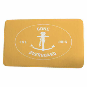 Nautical Nights Gone Overboard Word Print Bath Mat, Yellow, 17"x24"