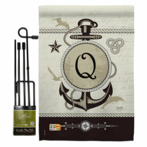 Nautical Q Initial Coastal Nautical Garden Flag Set