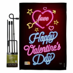 Neon Valentines Love Spring Valentines Garden Flag Set