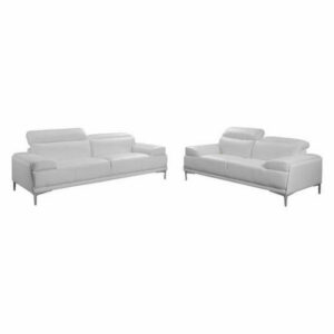 Nicolo 2-Piece Modern Premium Leather Living Room Set, White