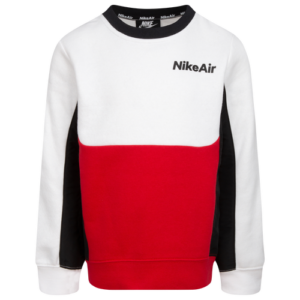 Nike Boys Nike Air Crew Fleece Pullover - Boys' Preschool White/Red/Black Size 6