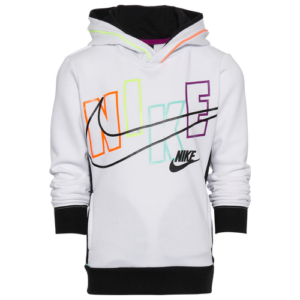 Nike Boys Nike Logo Graphics Pullover Hoodie - Boys' Preschool White/White/Multicolor Size 5