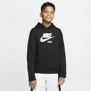 Nike Boys Nike Miami Pullover Fleece Hoodie - Boys' Grade School Black/White Size M