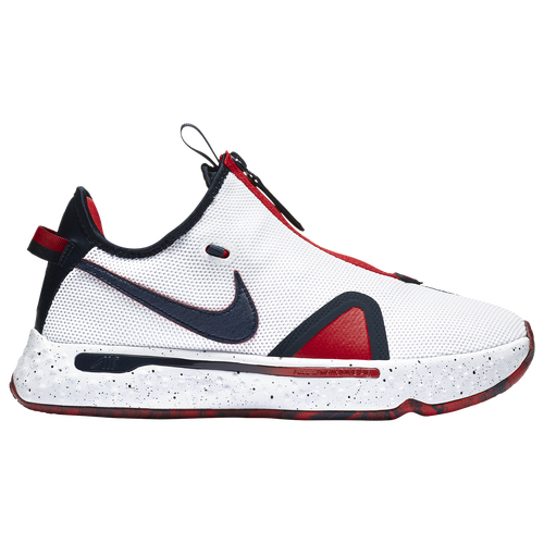 Nike Boys Nike PG 4 - Boys' Grade School Basketball Shoes White/Obsidain/University Red Size 03.5