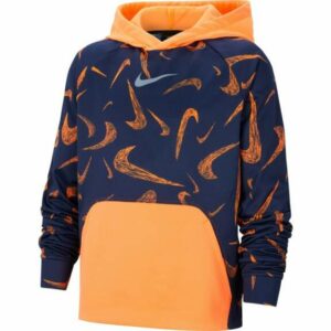 Nike Boys' Printed Pullover Training Hoodie Midnight Navy Blue/Hyper Crimson/Ozone Blue, X-Large - Boy's Fleece at Academy Sports