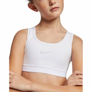 Nike Girls' Classic Medium-Support Sports Bra White/Pure Platinum, X-Large - Girl's Bodywear at Academy Sports
