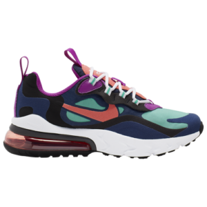 Nike Girls Nike Air Max 270 React - Girls' Grade School Shoes Blue Void/Magic Ember/Black Size 07.0