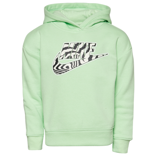 Nike Girls Nike Electric Zebra Pullover Hoodie - Girls' Preschool Green/Green Size 6