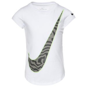 Nike Girls Nike Electric Zebra Victory Fill T-Shirt - Girls' Preschool White/Black Size 6X