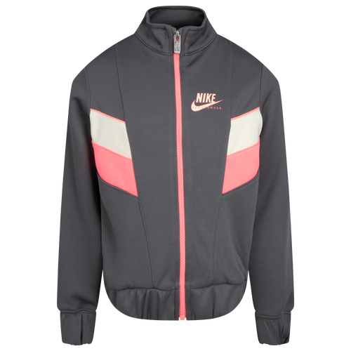 Nike Girls Nike NSW Heritage Full-Zip Jacket - Girls' Preschool Gray/Pink Size 5