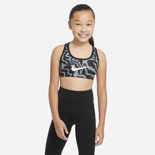 Nike Girls Nike Swoosh AOP Rev Bra - Girls' Grade School White/Black Size M