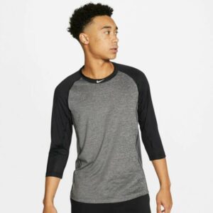 Nike Men's Dri-FIT 3/4 Sleeve Baseball T-Shirt Gray/Black, Small - Mens Baseball Tops at Academy Sports
