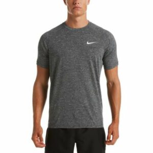 Nike Men's Heather Short Sleeve Hydroguard Swim Shirt Black, Large - Men's Swim/Beach Tops at Academy Sports
