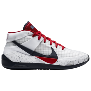 Nike Mens Kevin Durant Nike KD 13 - Mens Basketball Shoes White/Sport Red/Obsidian Size 10.0