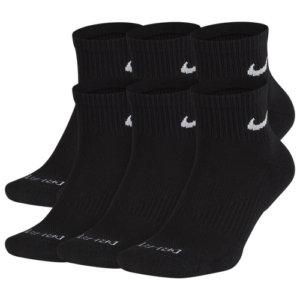 Nike Mens Nike 6 Pack Dri-FIT Plus Quarter Socks. - Mens Black/White Size M