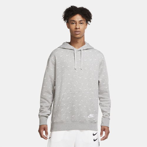 Nike Mens Nike AOP Club Hoodie - Mens Dark Grey Heather/White Size S