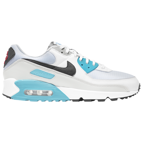 Nike Mens Nike Air Max 90 - Mens Running Shoes White/Iron Grey/Chlorine Blue Size 07.5