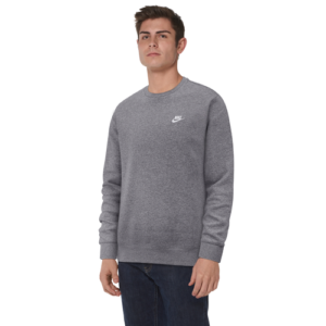 Nike Mens Nike Club Crew - Mens Charcoal Heather/White Size L