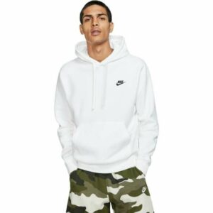 Nike Men's Sportswear Club Fleece Pullover Hoodie White/Black, Large - Men's Athletic Fleece at Academy Sports