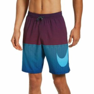 Nike Men's Swim Horizon Stripe Vital Volley Shorts 9 in Aqua/Turquoise Dark, X-Large - Men's Swim Trunk at Academy Sports