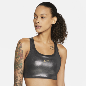 Nike Womens Nike Swoosh Icon Clash Shimmer Bra - Womens Black/Black/Metallic Gold Size XS