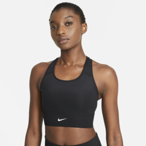 Nike Womens Nike Swoosh Long Line Bra - Womens Black/White Size M