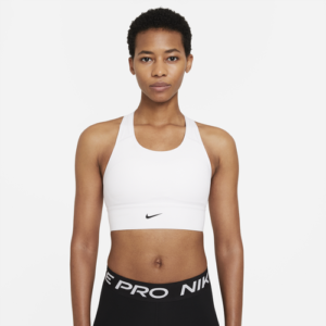 Nike Womens Nike Swoosh Long Line Bra - Womens White/Black Size M